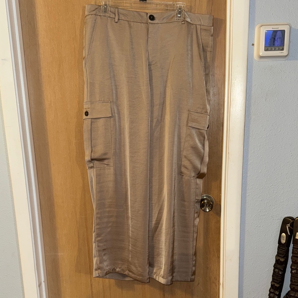 Vigoss Satin Looking Wide Leg Cargo Pants